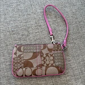 Coach Patchwork Wristlet in Brown and Pink
